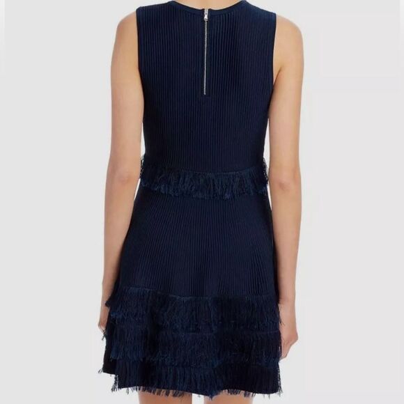 425.00 NWT MILLY CUT FRINGE DRESS BLUE SMALL - Picture 3 of 6